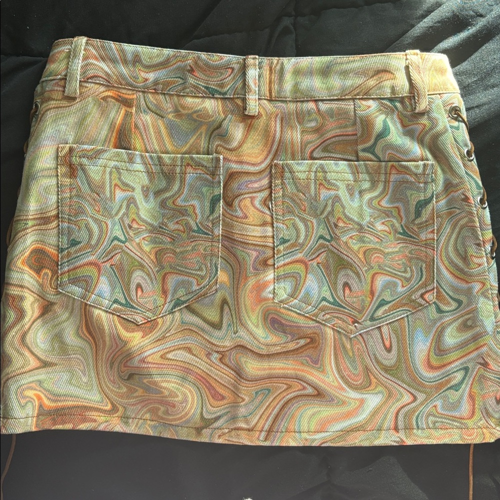 Multicolor Abstract Patterned Skirt - image 3